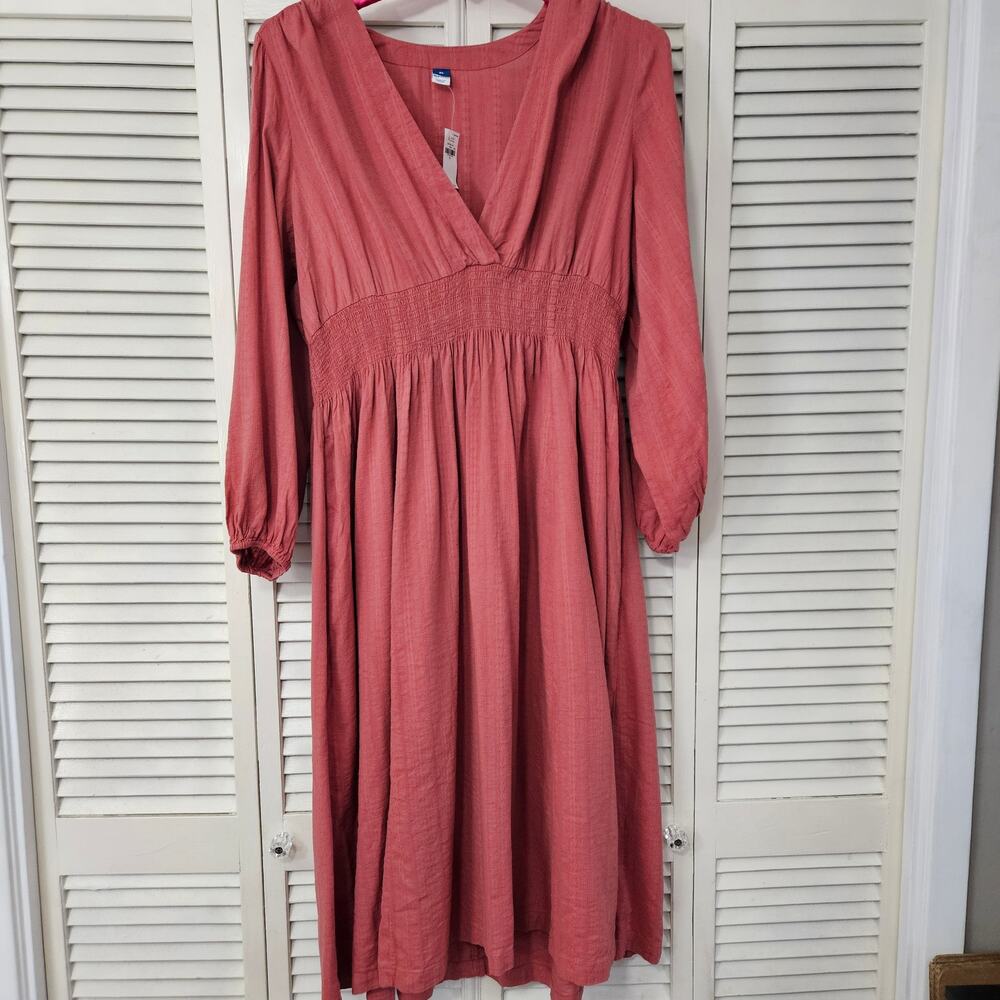 Old Navy Spice Girl Textured Plunge V-Neck Midi Dress NWT XL CottageCore Prairie